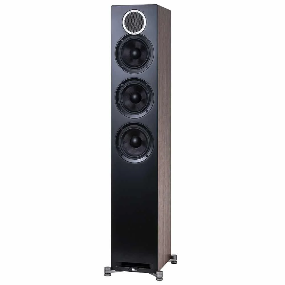 Standlautsprecher Elac Debut Reference DFR52 Black Baffle, Walnut Cabinet